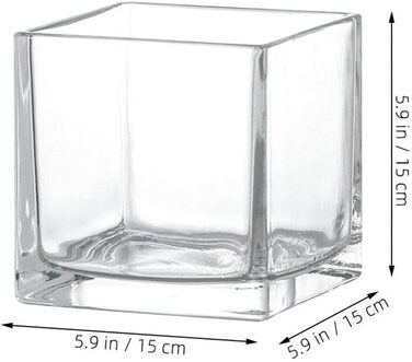 Квадратна скляна ваза куб квіткова ваза гідропонна кашпо банки для свічок, квітів, камінчиків, черепашок для сучасного декору будинку, 15