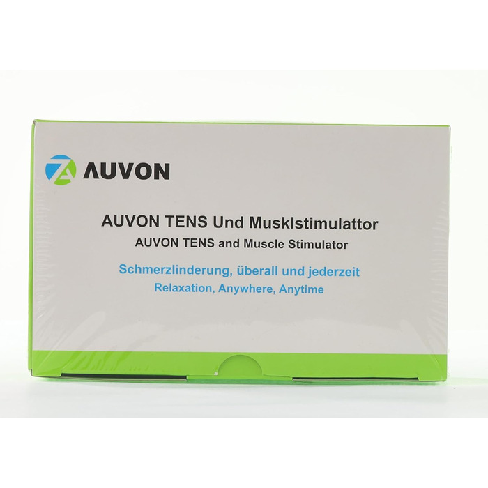 Апарат AUVON TENS, 2-канальний пристрій струму для стимуляції TENS з 20 програмами тренувань і 10 шт. ами електродних прокладок преміум-класу із запатентованою конструкцією для полегшення болю спини, плечей, шиї, ніг