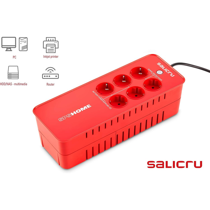 ДБЖ SALICRU SPS 850 HOME, автономний, 6 розеток, 850 ВА/490 Вт, USB (650 ВА)