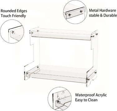 Органайзер для макіяжу Acliys, 2-рівневі органайзери для макіяжу стоячи, органайзер для системи зберігання догляду за шкірою Туалетний столик для косметики та зберігання макіяжу Прозорий