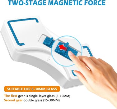 Магнітний засіб для миття вікон, склоочисник, регульований, двосторонній засіб для миття вікон, інструмент для чищення із захисною мотузкою, ромбовидної форми, 3-30 мм (8-30 мм)