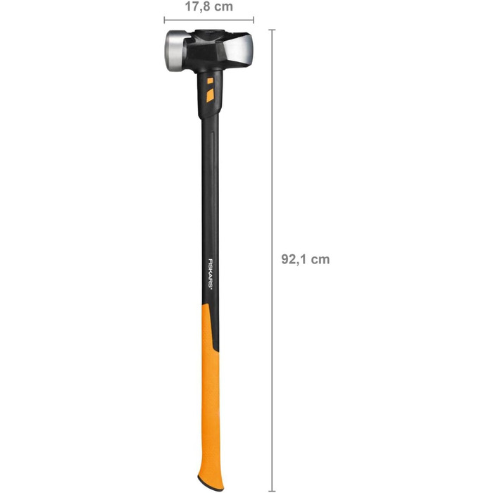 Кувалда Fiskars IsoCore XL для забивання дерев'яних паль або демонтажних робіт, Довжина 92 см, Вага 5,67 кг, Чорний/Помаранчевий, 1020164 Кувалда XL