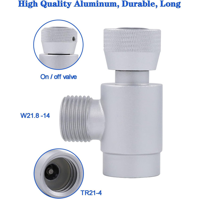 Адаптер циліндра CO2, W21.8-14 до TR21-4 Адаптер для наповнення води CO2 водою з аксесуарами, конвертер води для заправки CO2 для акваріумного циліндра