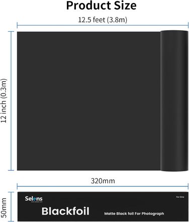 Рулони Selens Matte Cinefoil 30,48 см x 3,81 м, чорна алюмінієва фольга для формування фотографії Світло для маскування витоків світла