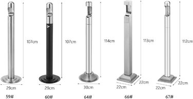 Попільничка стояча Попільничка з нержавіючої сталі Вертикальна колонка для куріння Вулична попільничка Попільничка Вулична колонка для куріння Смітник Смітник для недопалків Смітник Для курців на вулиці E One Size