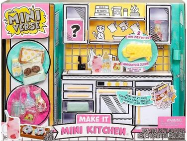 Міні-кухня Miniverse Make It Mini Kitchen від MGA - кухонний ігровий набір зроби сам з ультрафіолетовим світлом, секретним рецептом, пластиковою грою та міні-рукавичками для духовки - не їстівний - потребує батарейок - підходить для дітей віком від 8 рокі