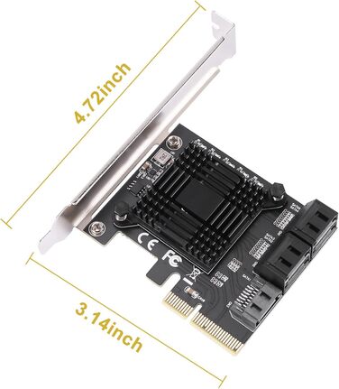 До 5-портового контролера SATA III 6 Гбіт/с Карта розширення комп'ютера JMB585 з 5 кабелями, чорний і червоний, 500030299