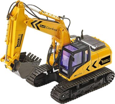 Гусеничний екскаватор Revell Control 24924 RC Digger 2.0, ланцюговий привід, змінні лопата і захват для дерев, підходить для використання на відкритому повітрі, акумуляторна батарея Екскаватор з дистанційним керуванням, 2,4 ГГц, жовтий Екскаватор 2.0