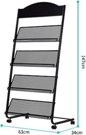Стійка для журналів GENMO Стійка для журналів Інформаційний стенд Стійка для зберігання газет Стійка для дисплея Стійка для посібників Стійка для книг Односторінкова проста праска (чорна)