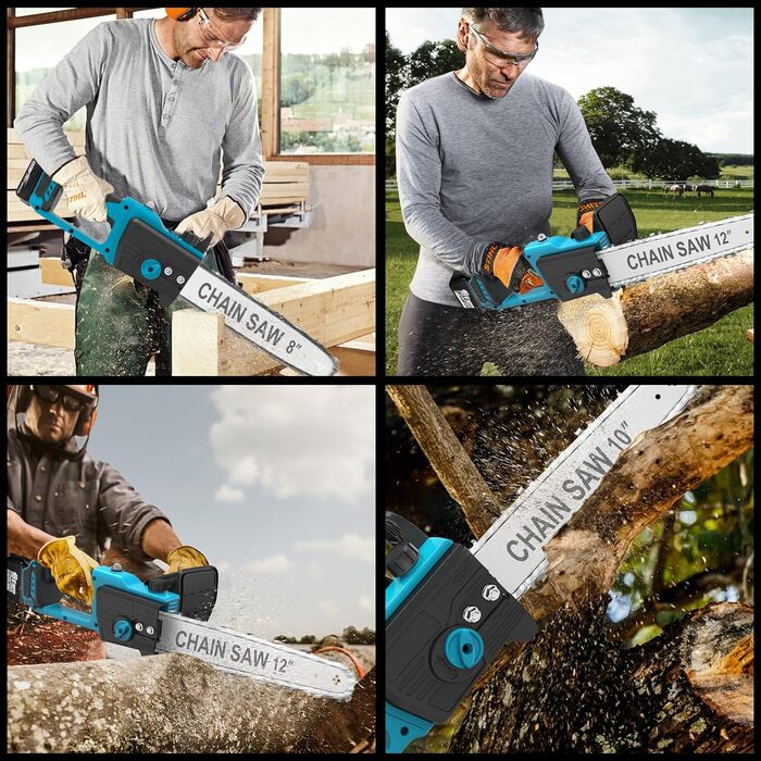 Акумуляторна бензопила сумісна з Makita 18V, 3 IN1 1000W 12 дюймів 10 дюймів 8 дюймів електрична бензопила, запобіжник бензопили автоматичний маслянка акумуляторна пила ручна бензопила садові ножиці (без акумулятора)