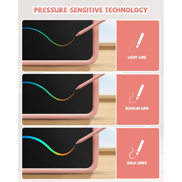 Дюймовий РК-блокнот, електронна цифрова дошка для письма та графіті з кольоровим екраном, подарунки для дітей та дорослих 3, 4, 5, 6, 7, 8 (рожевий), 10-