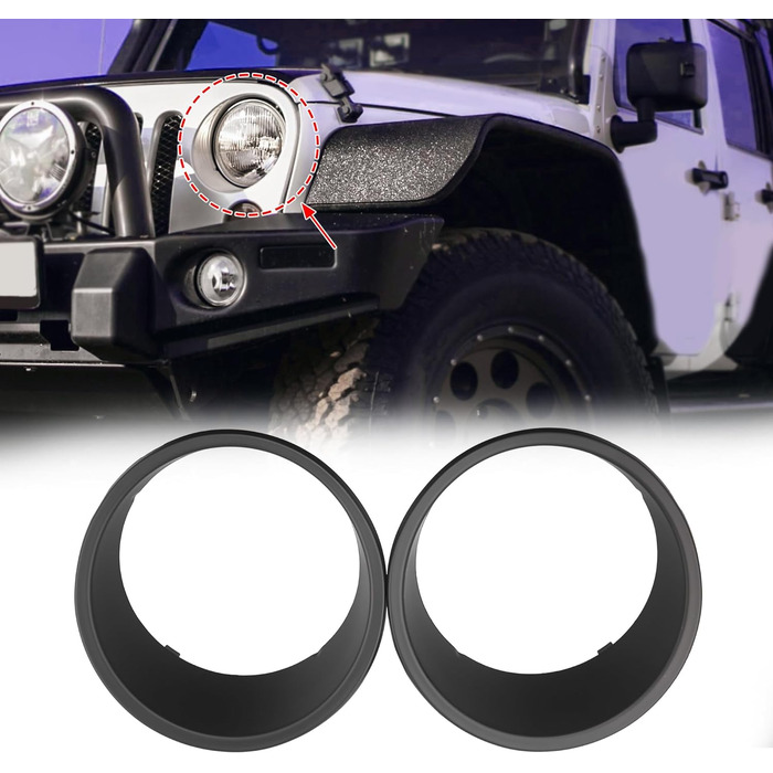 Пара матових чорних чохлів для фар Накладки на фари для Jeep Wrangler JK & Wrangler Unlimited 2007-2017, 1