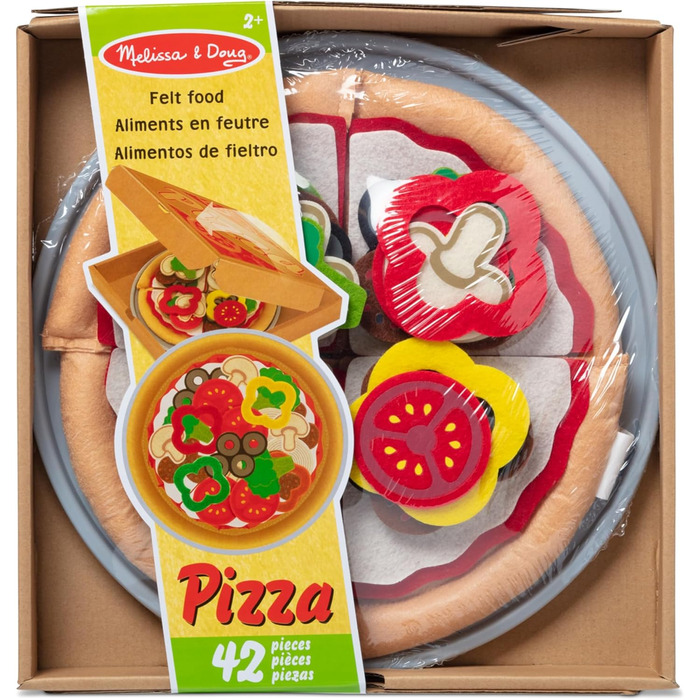 Ігровий набір Melissa & Doug Pizza Рольова гра Гра з їжею Сенсорна іграшка 3 Подарунок для хлопчиків або дівчаток