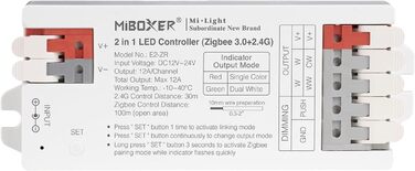 Диммер Milight Miboxer Zigbee3.0, контролер одноколірної світлодіодної стрічки, 12 В/24 В, сумісний із додатком Zigbee Storeo Echo / голосовим керуванням, (E2-zr)