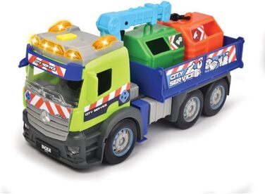 Вантажівка для переробки сміття Dickie Toys Action Truck з контейнером для сміття, з краном, звуковою та світловою сигналізацією, функцією завантаження та розвантаження, для збору сміття для дітей віком від 3 років 203745015 Зелений/синій