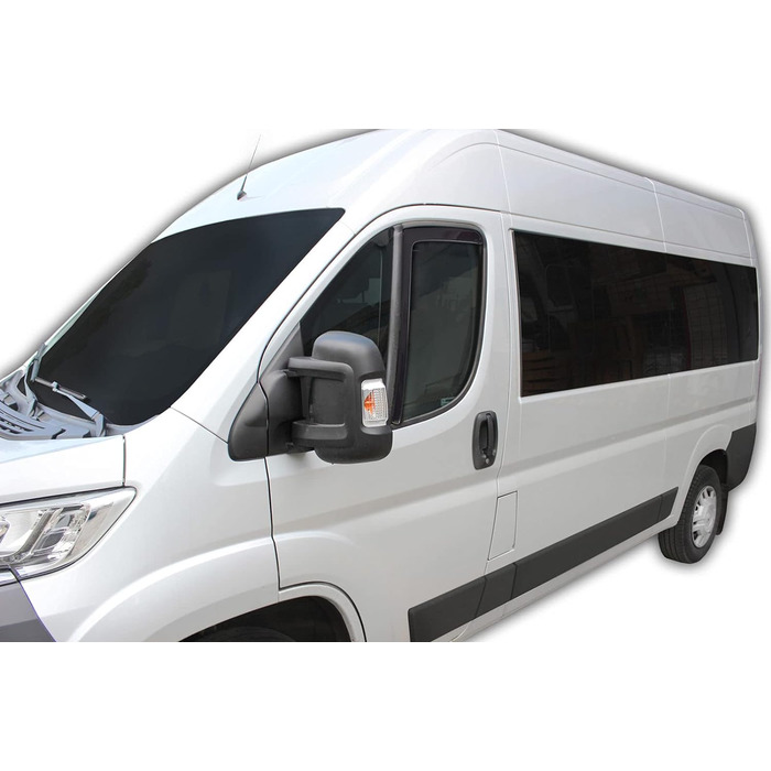 АВТОМОБІЛЕБУДУВАННЯ GP Wind Deflector Rain Deflector Підходить для Ducato з 2006 року, чорний, тонований, набір з 2 предметів, аеродинамічний, легка збірка, кріплення кліпсами, акрилове скло