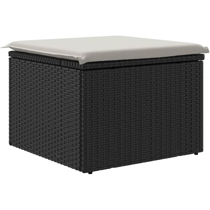 Садовий табурет з подушкою чорний 55x55x37 см Poly Rattan,366003