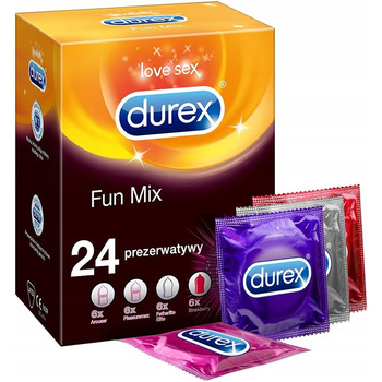 Презервативи Durex Fun Mix - різні різновиди для захоплюючого різноманіття - Контрацепція, яка приносить задоволення - 24 оптові упаковки