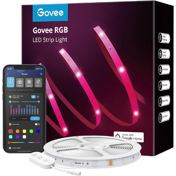 Світлодіодна стрічка Govee Розумна світлодіодна стрічка RGB WiFi, String Lights, Band, App Control, Wi-Fi за допомогою Alexa та Google Assistant, Музична синхронізація, зміна кольору, Прикраса своїми руками для спальні, кухні, вітальні (30M)