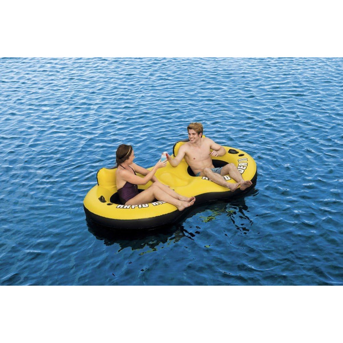 Крісло Bestway двомісне з плаваючим кільцем 'Rapid Rider X2 Tub 251 х 132см, 43113-BEUX16GL02, жовто - біло - чорне, 1 РОЗМІР