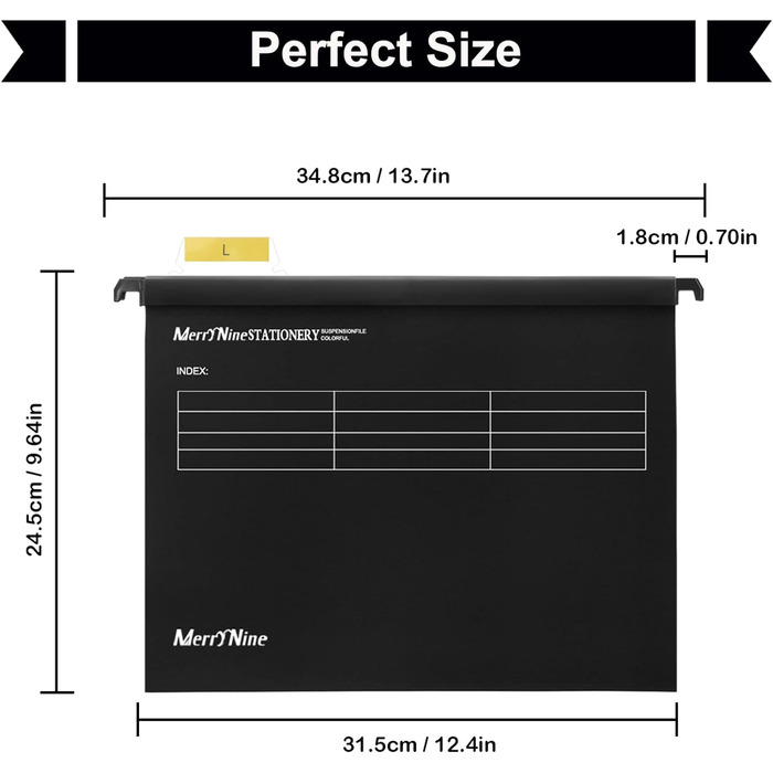 Підвісні папки MerryNine, A4, 5 шт. , поліпропілен, підвісні папки з райдерами та картками-вкладишами, для школи, дому, роботи, офісу, організації (5 кольорів) (30, чорний)