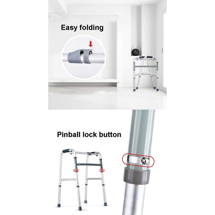 Легкий, складаний допоміжний засіб для ходьби з алюмінію, роллятор, 2-в-1 зі знімним сидінням