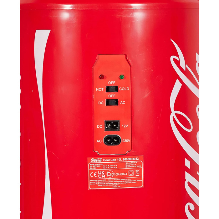 МІНІ-ХОЛОДИЛЬНИК COCA-COLA COOL CAN 10 AC/DC, 9,5 Л, ДИЗАЙН COCA-COLA, 12 В/230 В