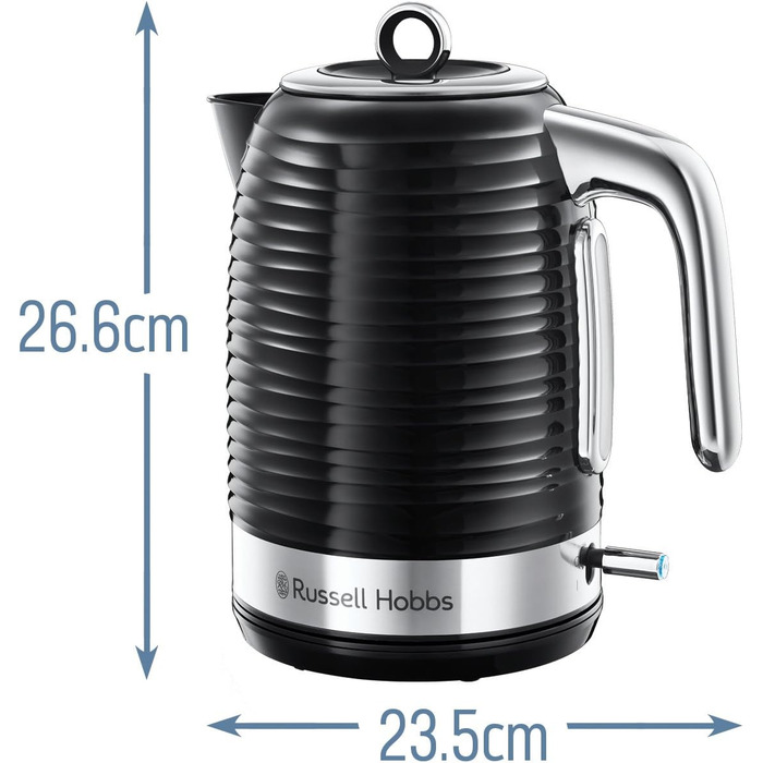 Чайник Russell Hobbs 1,7 л, 2400 Вт Inspire Black з високоякісною глянсовою структурою (функція приготування під тиском, знімний фільтр від накипу, індикатор рівня води, знімна кришка) Чайник для чаю 24361-70