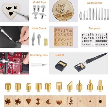 Набір для пірографії з паяльником 80 Вт, РК-дисплей та аксесуари для гравірування по дереву та шкірі