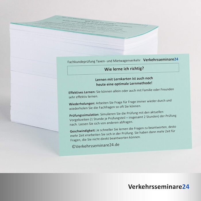 Флеш-картки Підприємець з прокату таксі з Verkehrsseminare24 500 флеш-карток у комплекті з коробкою для зберігання