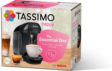 Капсульна машина Bosch Tassimo Happy TAS1002N кавоварка від Bosch, понад 70 напоїв, повністю автоматична, підходить для всіх чашок, компактна, 1400 Вт, чорний/антрацит