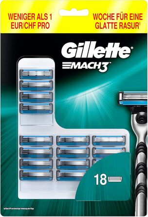 Леза для бритви Gillette Mach3 з посиленими смужками вологості, 18 змінних лез