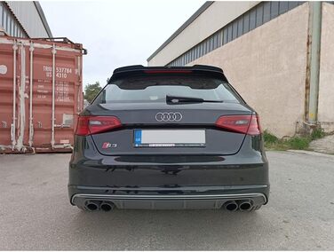 Сумісний з Audi A3 (8V) S-Line/S3 Hatchback/Sportback 2012-2016 (ABS Black Glossy), 487 Roof Spoiler (Spoiler Cap)