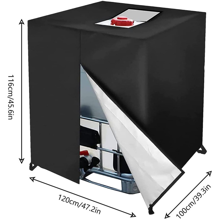 Кришка резервуара для води захист від сонця для вуличних резервуарів Захисна кришка резервуара для води з поліестеру, водонепроникний захист резервуара для використання на вулиці за будь-яких погодних умов, 116x120x100 см Чорний