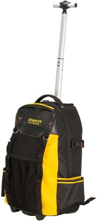 Рюкзак для інструментів Stanley FatMax 1-79-215, водонепроникна пластикова основа, дихаюча підкладка, міцна телескопічна ручка, міцний нейлон 600 ден, 36 x 23 x 54 см, чорний 1 мультиколор