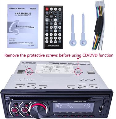 Автомобільна стереосистема Podofo 1 Din CD DVD Bluetooth Handsfree 1Din Автомобільна радіостанція FM USB SD AUX MP3 CD програвач Автомобільна стереосистема з пультом дистанційного керування