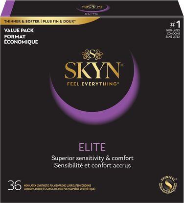 Презервативи SKYN LifeStyles Elite, презервативи з синтетичного поліізопрену, без латексу, 36 шт. (упаковка може відрізнятися)