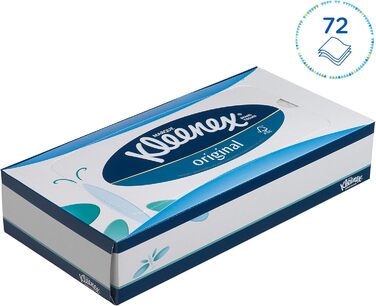 Косметичні серветки / носові хустки Kleenex 8824 - м'які, міцні та абсорбуючі - 12 x 72 (864 серветки) білий, 3-шаровий, без ароматизаторів білий 72 предмети (12 упаковок)