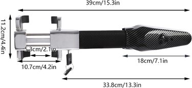 Кіготь керма із засувкою з сигналізацією, важкий протиугінний автомобільний пристрій 130 дБ, блокування керма автомобіля Блокування керма Кіготь керма для автомобіля, висувний, універсальна посадка, чорний