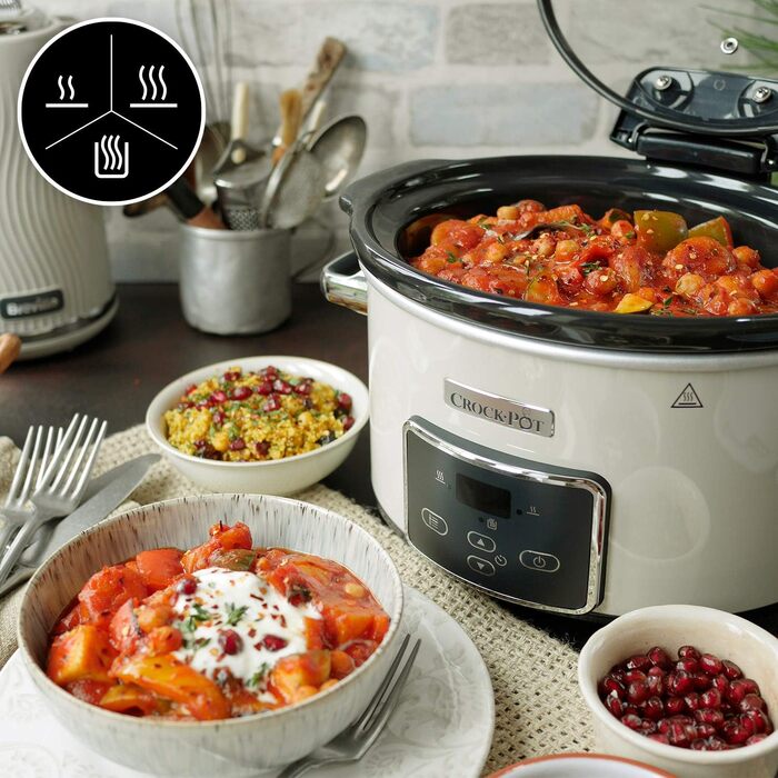 Цифрова мультиварка Crock-Pot з відкидною кришкою Регульований час приготування 3,5 літра (3-4 людини) Гриби та хром CSC060X