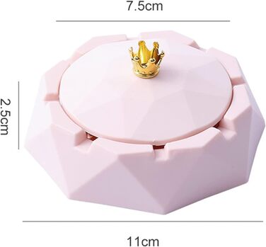 Попільничка з нержавіючої сталі Pink Crown з кришкою, попільничка для сигарет для приміщення або вулиці, вітрозахисна, тримач для курців, настільна попільничка для курців для дому, прикраса офісу