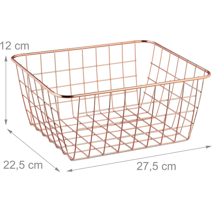 Дротяний кошик набір з 2 шт. , квадрат, кошик для зберігання металевий, HBT 12x27.5x22.5 см, кошик кухня, ванна кімната, сітчастий кошик, рожеве золото