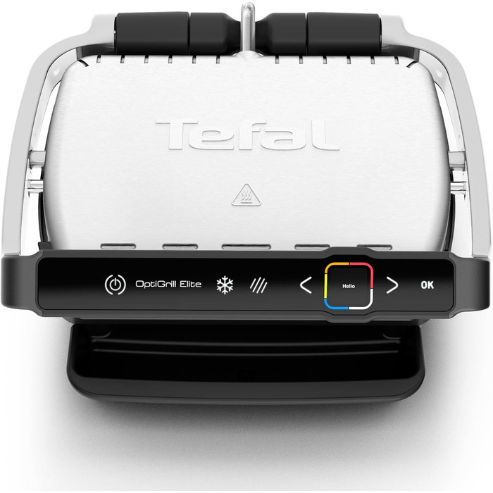 Контактний гриль Tefal OptiGrill Elite, 12 програм, Цифровий дисплей з індикатором рівня приготування, Знімні пластини, Електрогриль, Нержавіюча сталь, GC750D16