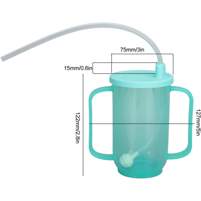 Чашка для пиття для дорослих XHTLLO з подовженою соломинкою, герметична та термостійка чашка для пиття для літніх пацієнтів, ємність 350 мл