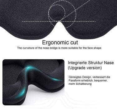 Маска для сну для чоловіків і жінок, Eysilk 2022 New Upgrade 3D Deep Sleep Mask Comfortable, маска для очей для тих, хто спить на боці, дихаюча 100 світлоблокуюча маска для сну для подорожей, йога (чорна)