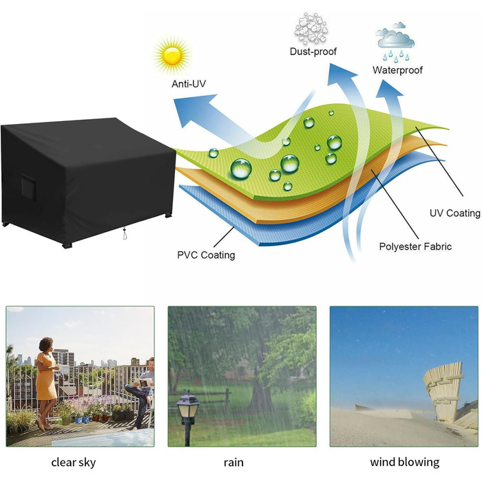 Захисний чохол для садової лавки, Водонепроникний чохол для садової лавки 420D з тканини Оксфорд, 2/3-місний чохол для садової лавки, Дихаючий чохол для садового дивана для садових меблів (138*99*61/89см)