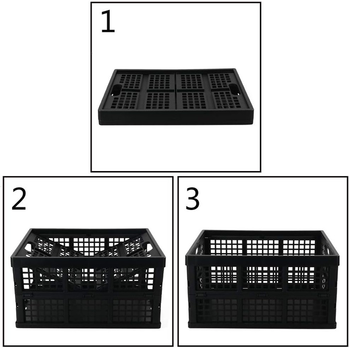 Набір з 3 складних коробок складний, чорний, Кошик для зберігання з пластиком