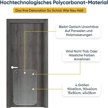 Захист від подряпин на дверях PROTECTO з 2 упаковок для собак - 90x40 см Захист від подряпин для котів, Стійкий до подряпин захист котів, Прозора плівка проти подряпин для котів, Захист від подряпин на дверях Cat - Простий монтаж за допомогою клейких поду