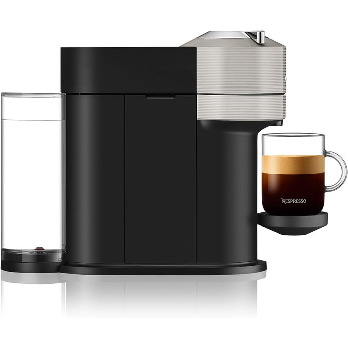 Машина Krups XN910B Nespresso Vertuo Next Кавова капсульна машина Кавоварка Nespresso Резервуар для води 1,1 л 6 розмірів чашок Функція вимкнення живлення 54 переробленого пластику Світло-сірий без піноутворювача молока