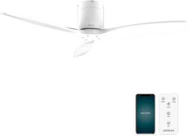 Стельові вентилятори EnergySilence Aero 5500 Aqua White&White Connected, двигун постійного струму 40 Вт, управління Wi-Fi, використання в приміщенні та на вулиці, 3 лопаті, 6 швидкостей, білий